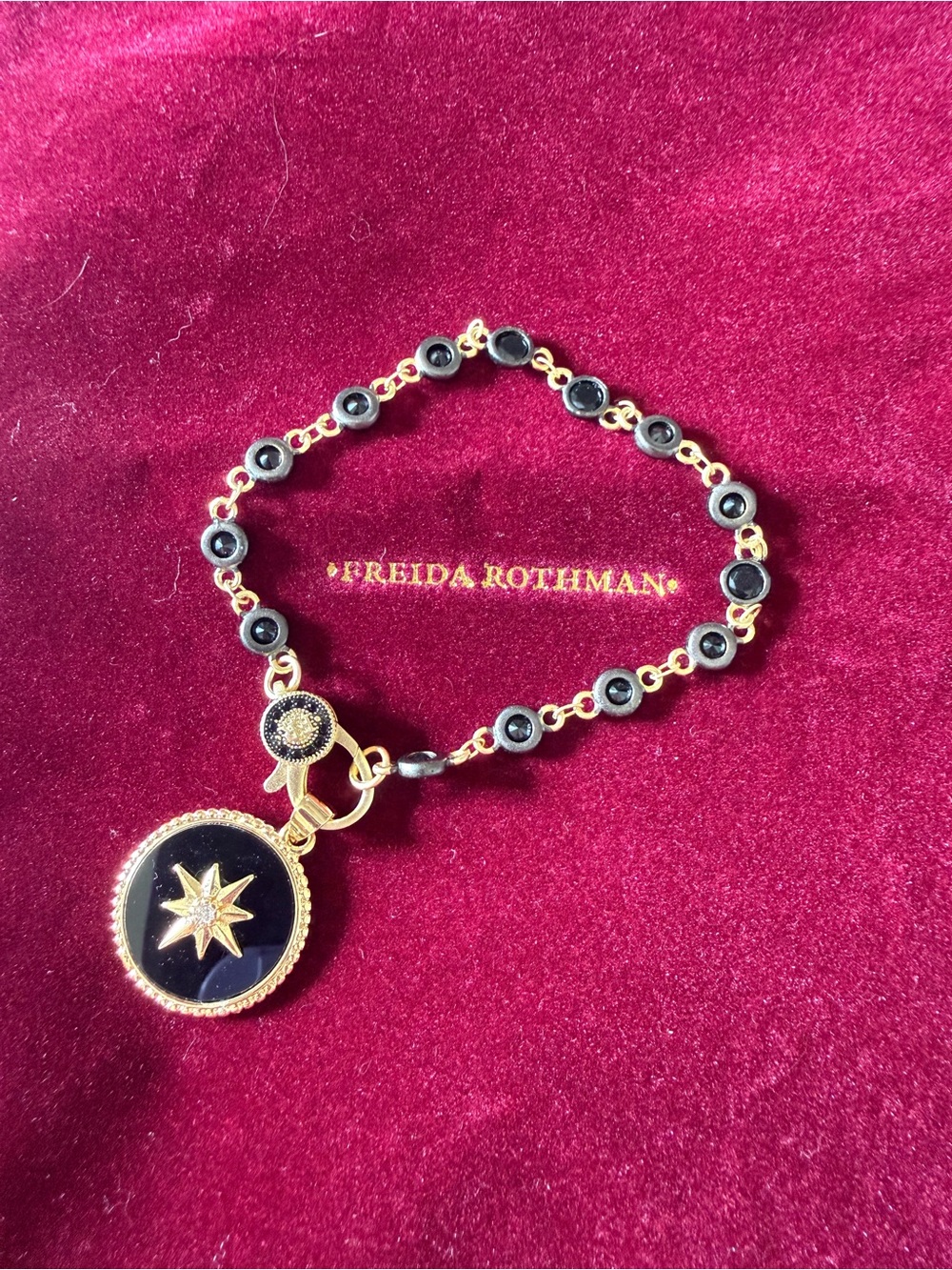 Black and Gold Star Pendant Bracelet Freida Rothman